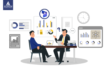 Illustration showing integrated visibility, compliance reporting, faster decisions, and scalable growth with Dynamics 365 ERP for UAE SMEs.